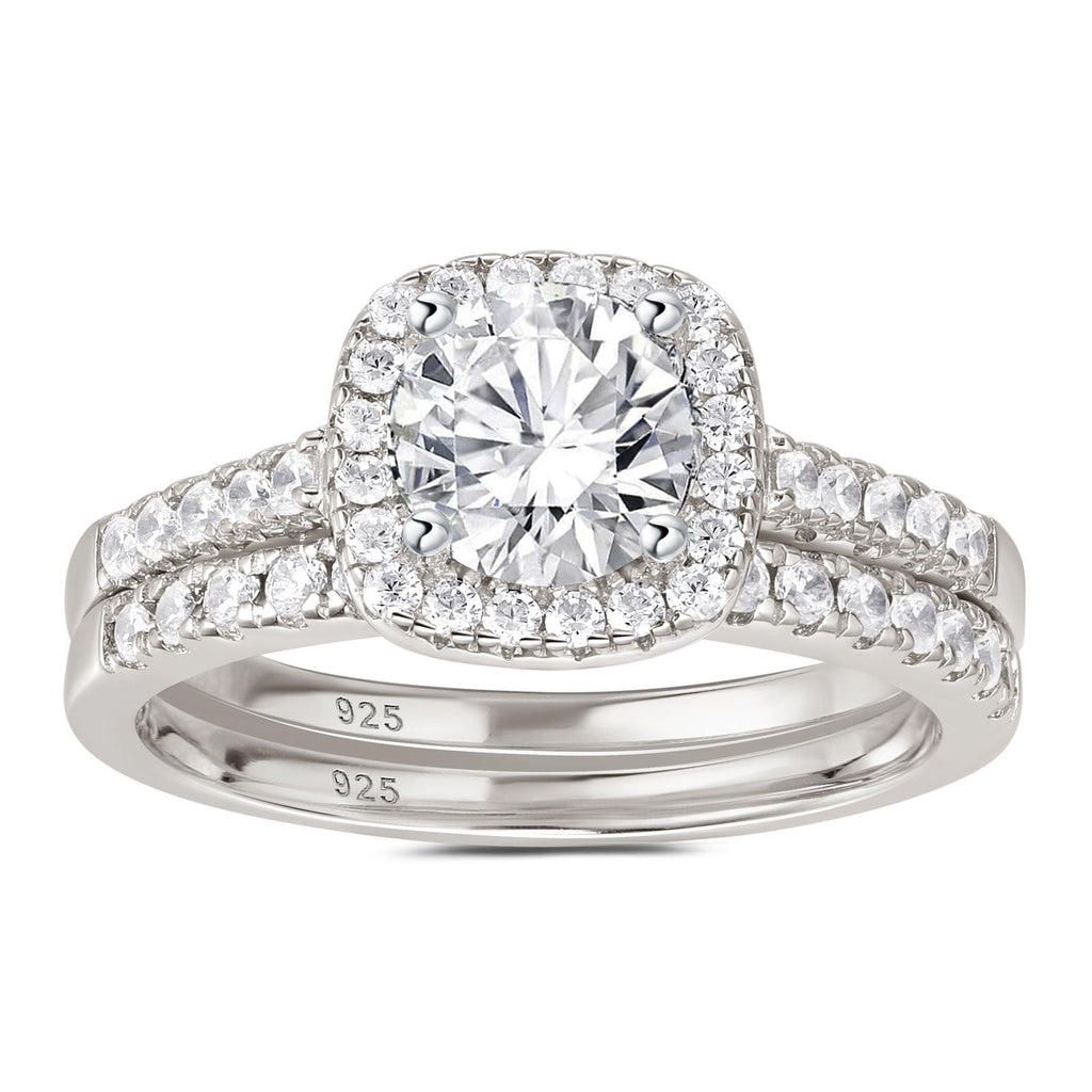 2Ct Round Cut Wedding Rings for Women Halo Engagement Ring Sets 925 Sterling CZ Size 8