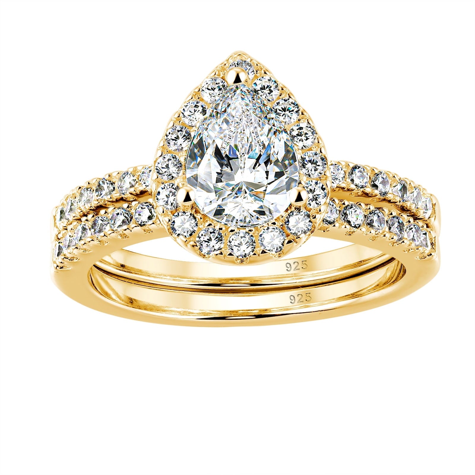 2Ct Round Cut Wedding Rings for Women Halo Engagement Ring Sets 925 Sterling CZ Size 8