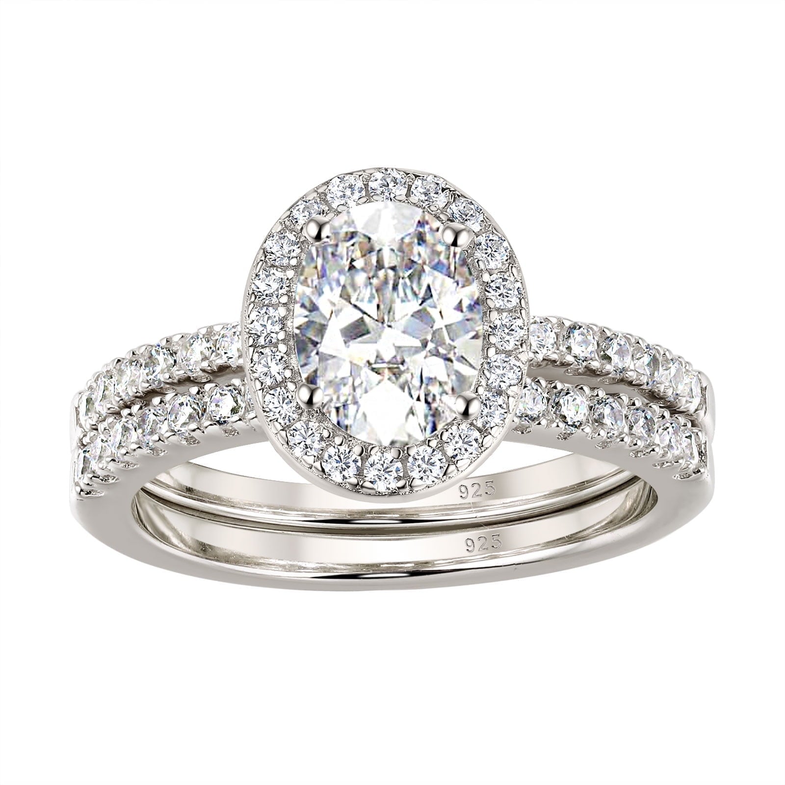 2Ct Round Cut Wedding Rings for Women Halo Engagement Ring Sets 925 Sterling CZ Size 8