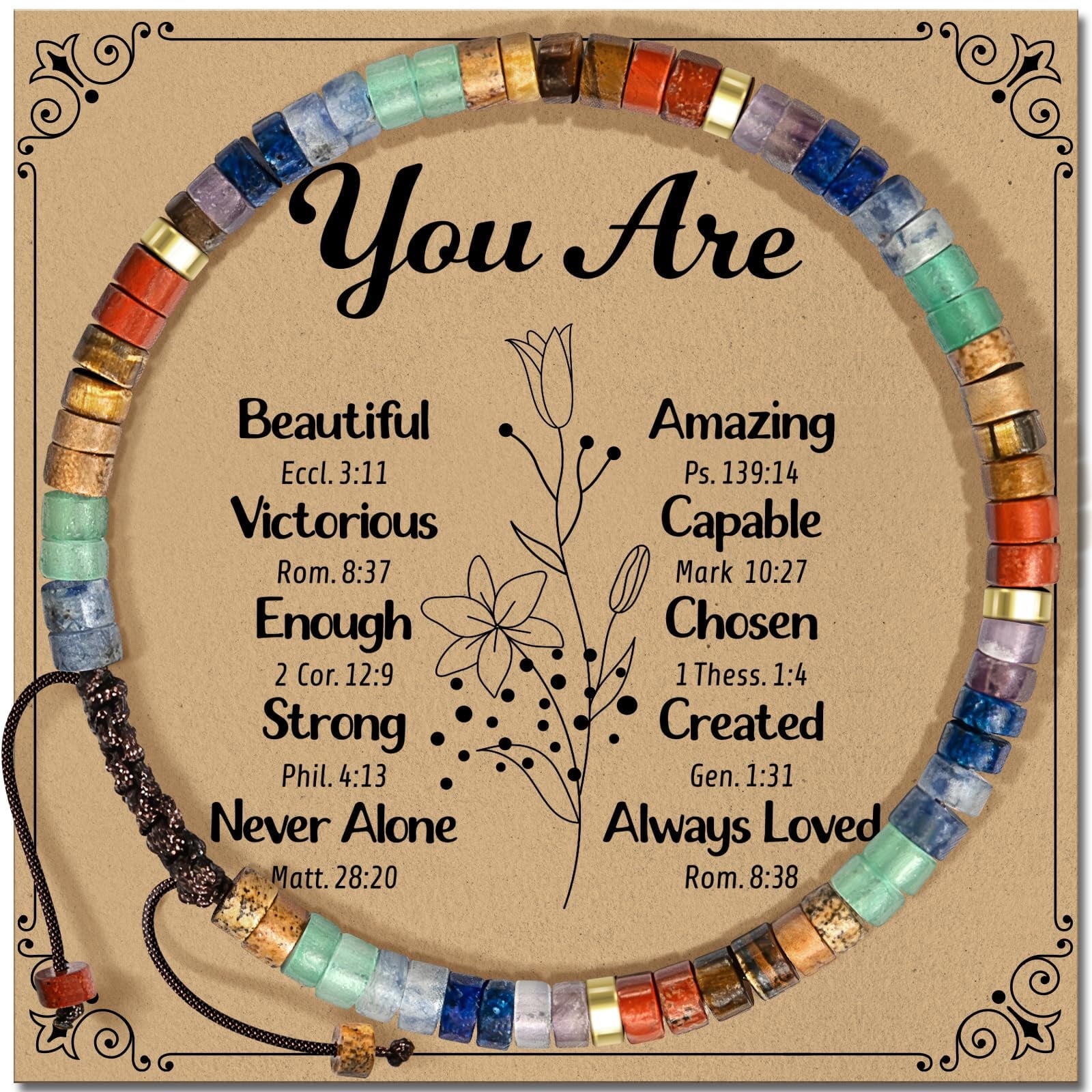 Inspirational Gifts Bracelets for Women - Healing Stone Bracelets - Cheer Up Appreciation for Teachers Women Friends Sister Bestie Coworkers Employees