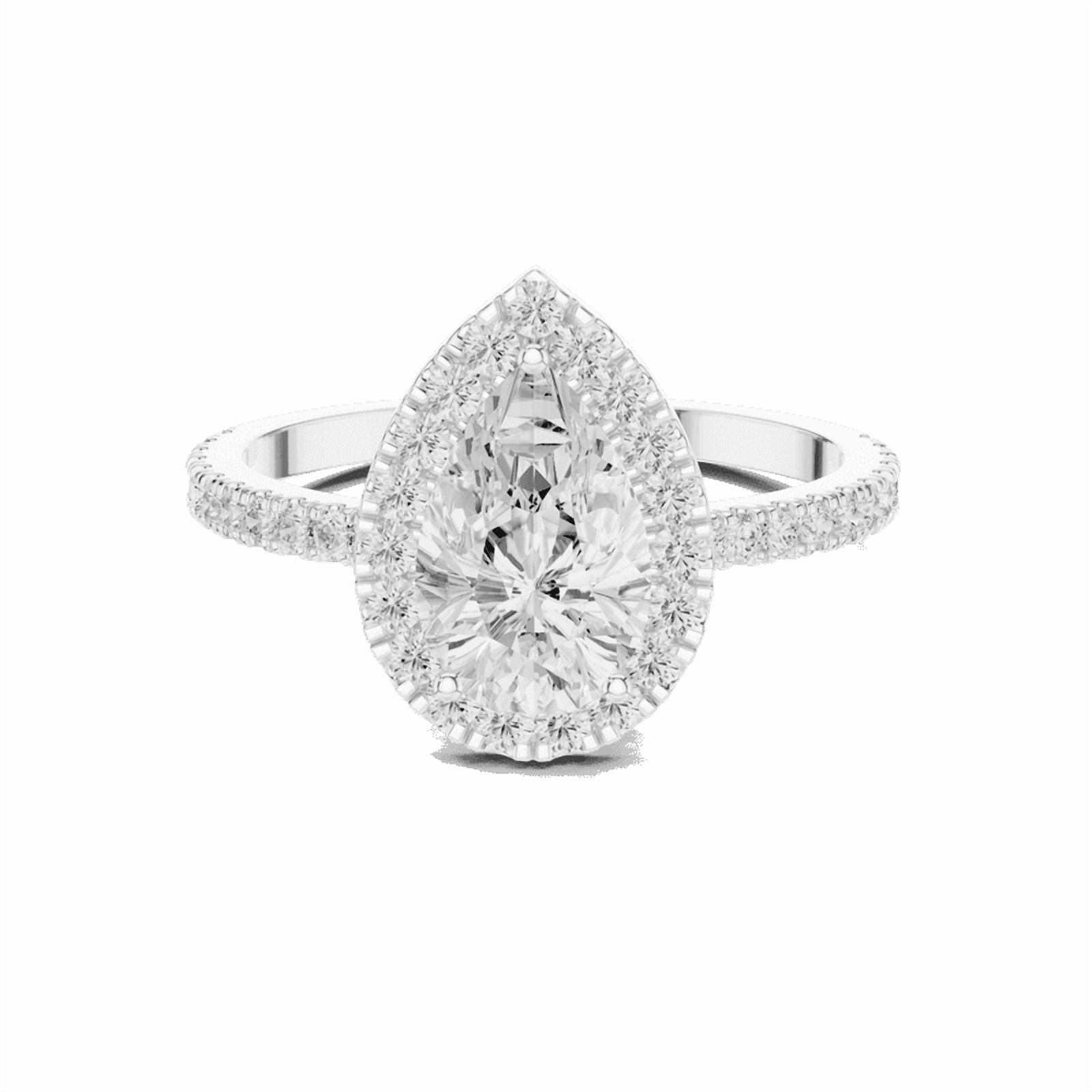 Diamond Ring | 1.37 Pear Cut Diamond Ring for Her | 18K Rose Plated over | D/VVS1 Size 7