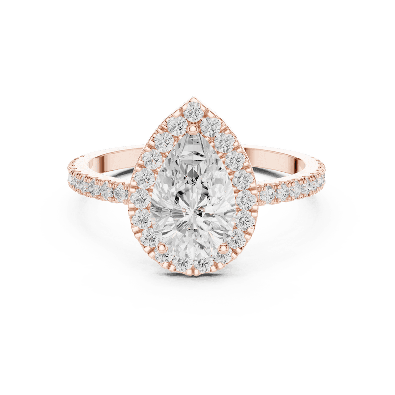 Diamond Ring | 1.37 Pear Cut Diamond Ring for Her | 18K Rose Plated over | D/VVS1 Size 7