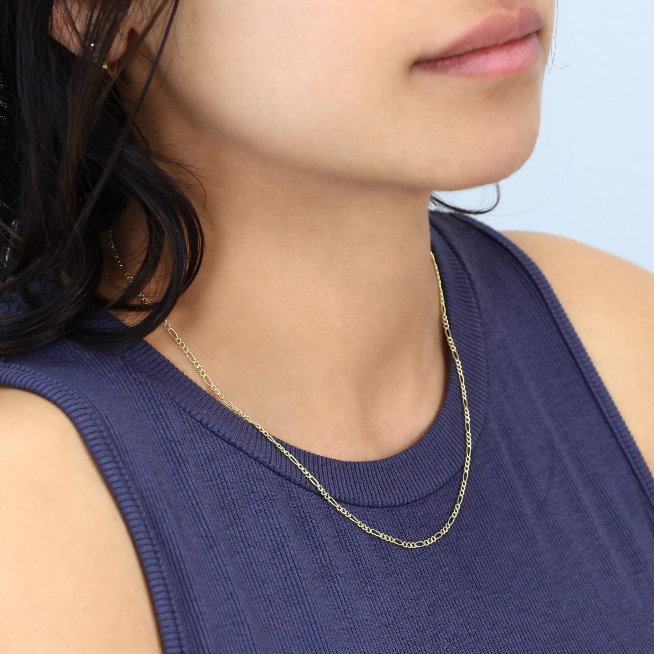 10k Yellow Figaro Link 2mm Chain Necklace (16"-26") Dainty Italian Jewelry for Men &amp; Women
