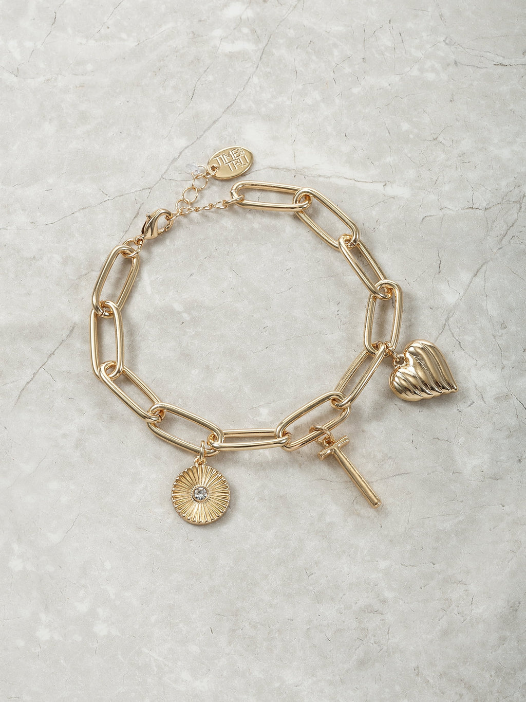 Goldtone Initial Charm Bracelet, Initial J
