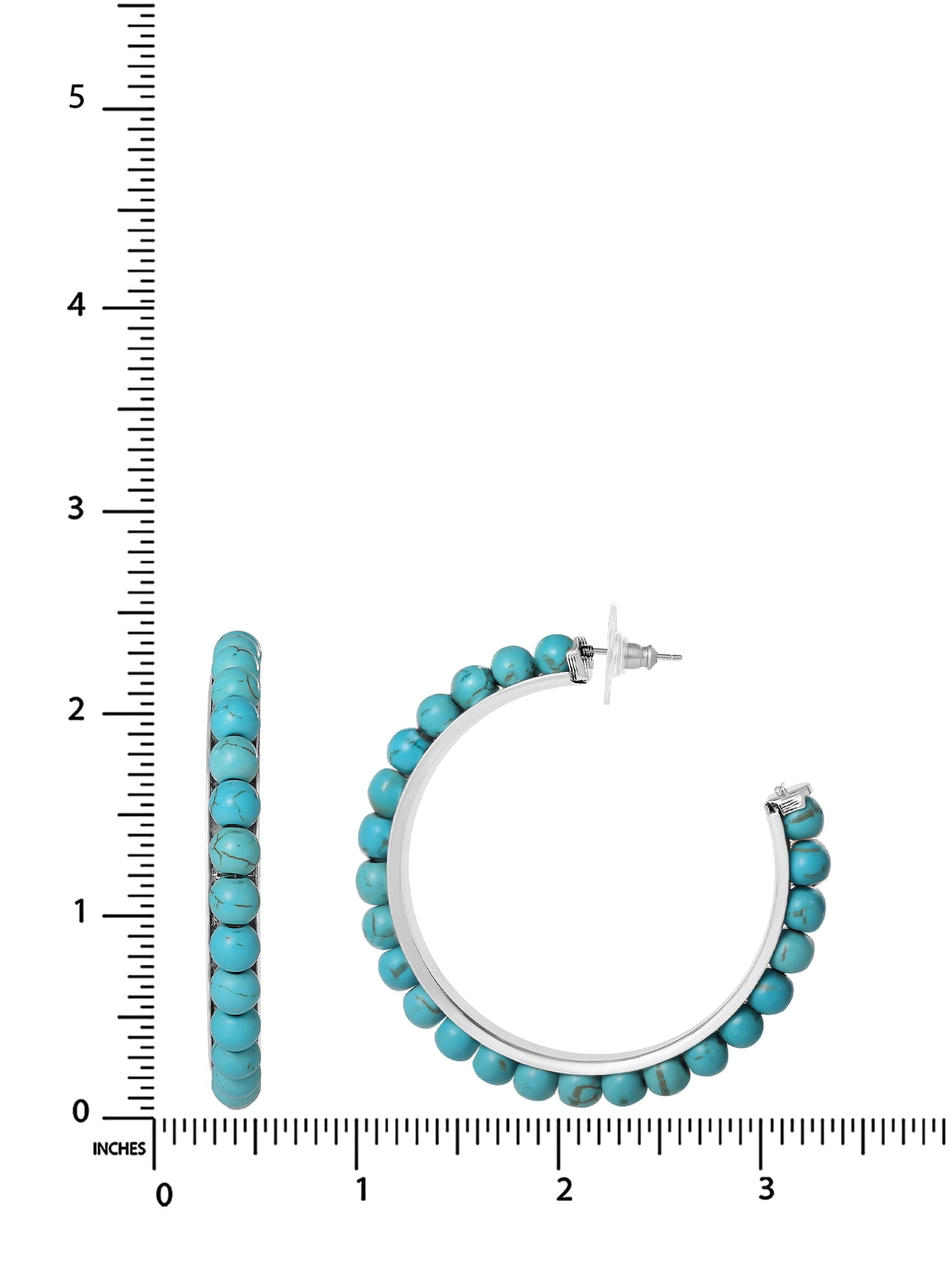Faux Turquoise Half Hoop Earrings