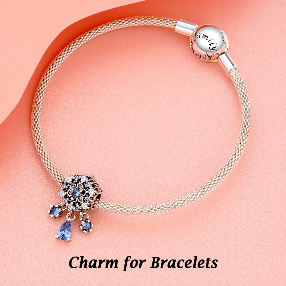 925 Sterling Charm for Bracelets Four Leaf Clover Lucky OpenWork Bead Charm Women Bracelet Charm