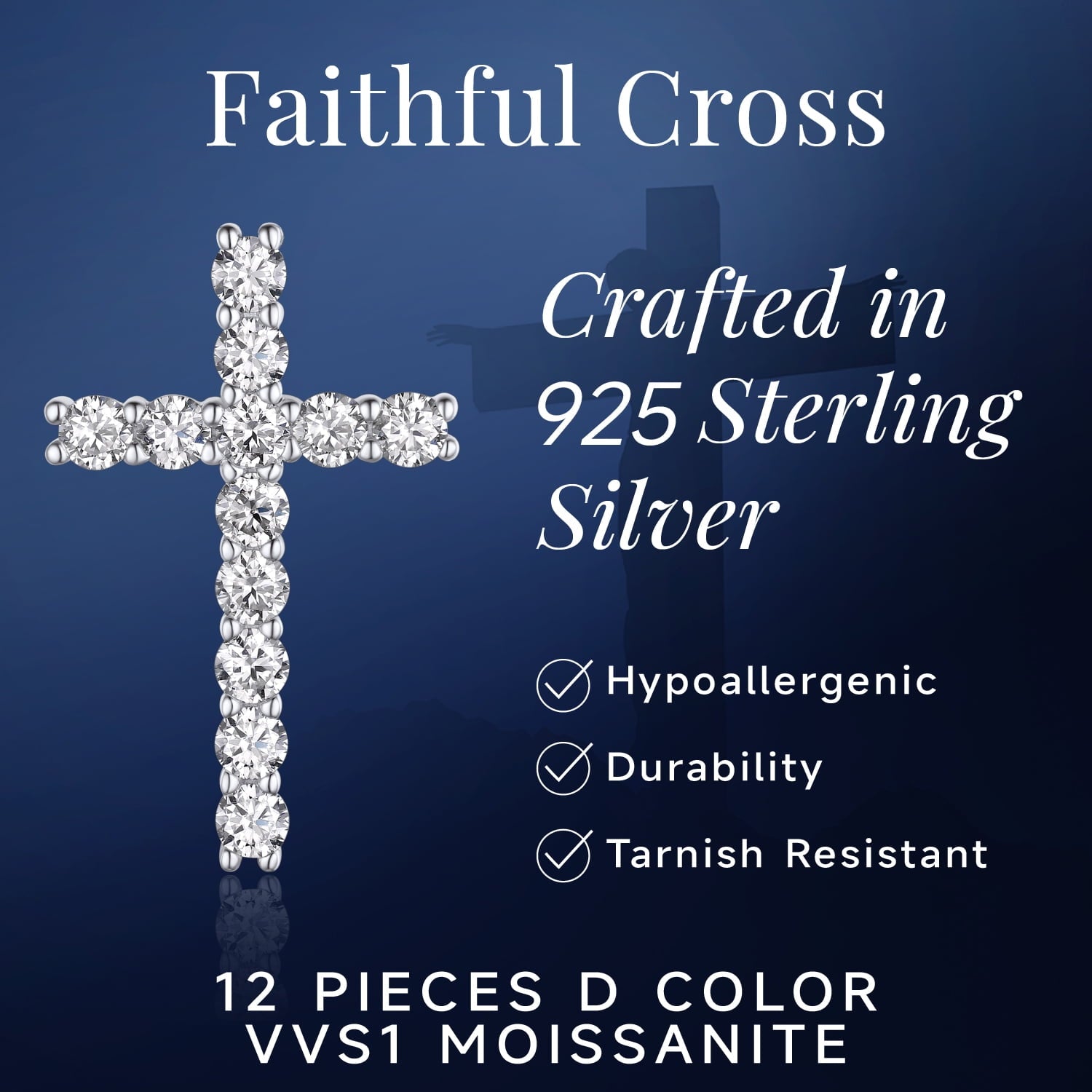 Cross Necklace for Women 1 Cross Pendant 925 Sterling Easter Christian Jewelry Gifts