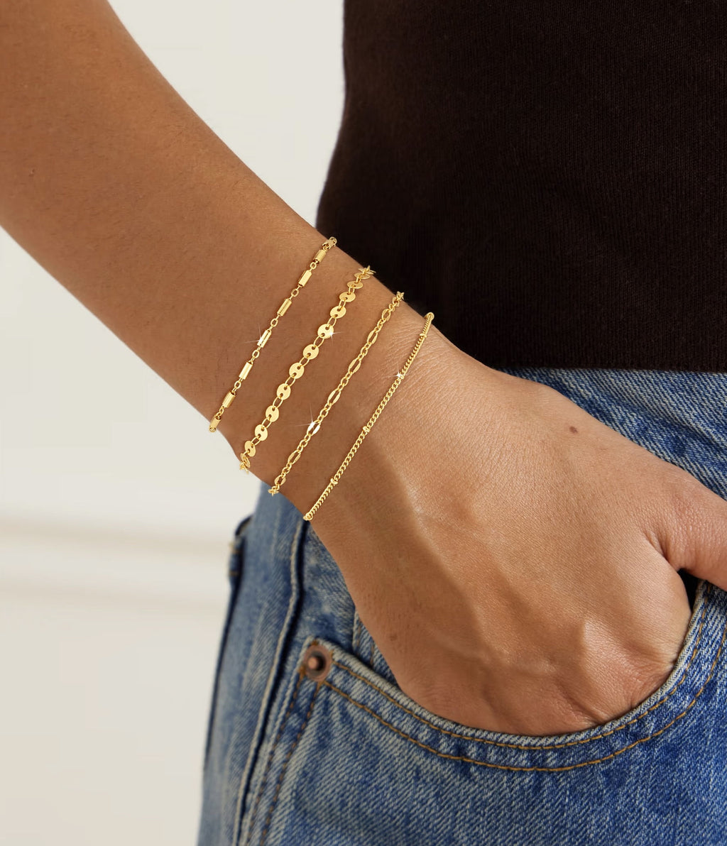 6PCS Bracelets for Women 14K Plated Dainty Layered Stacking Jewelry Set Gifts