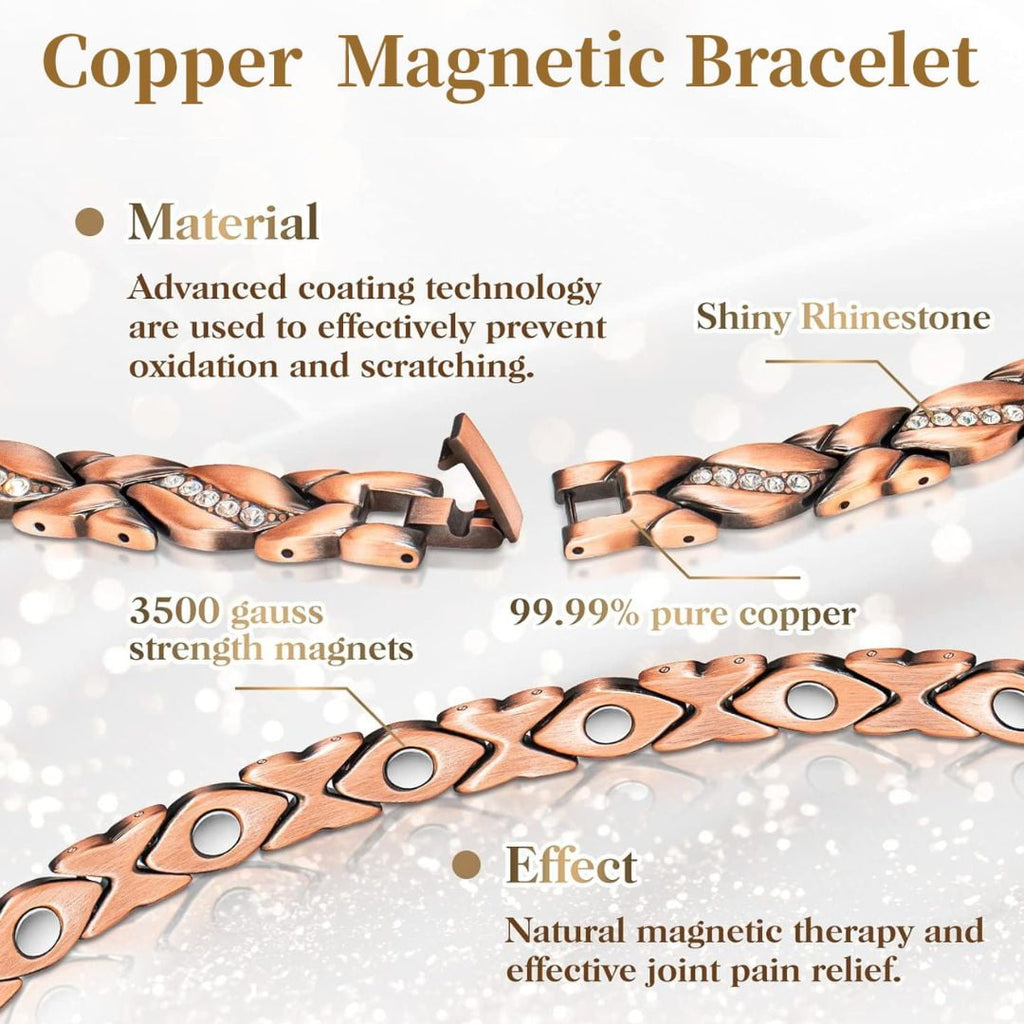99.99% Solid Copper Magnetic Bracelets for Women