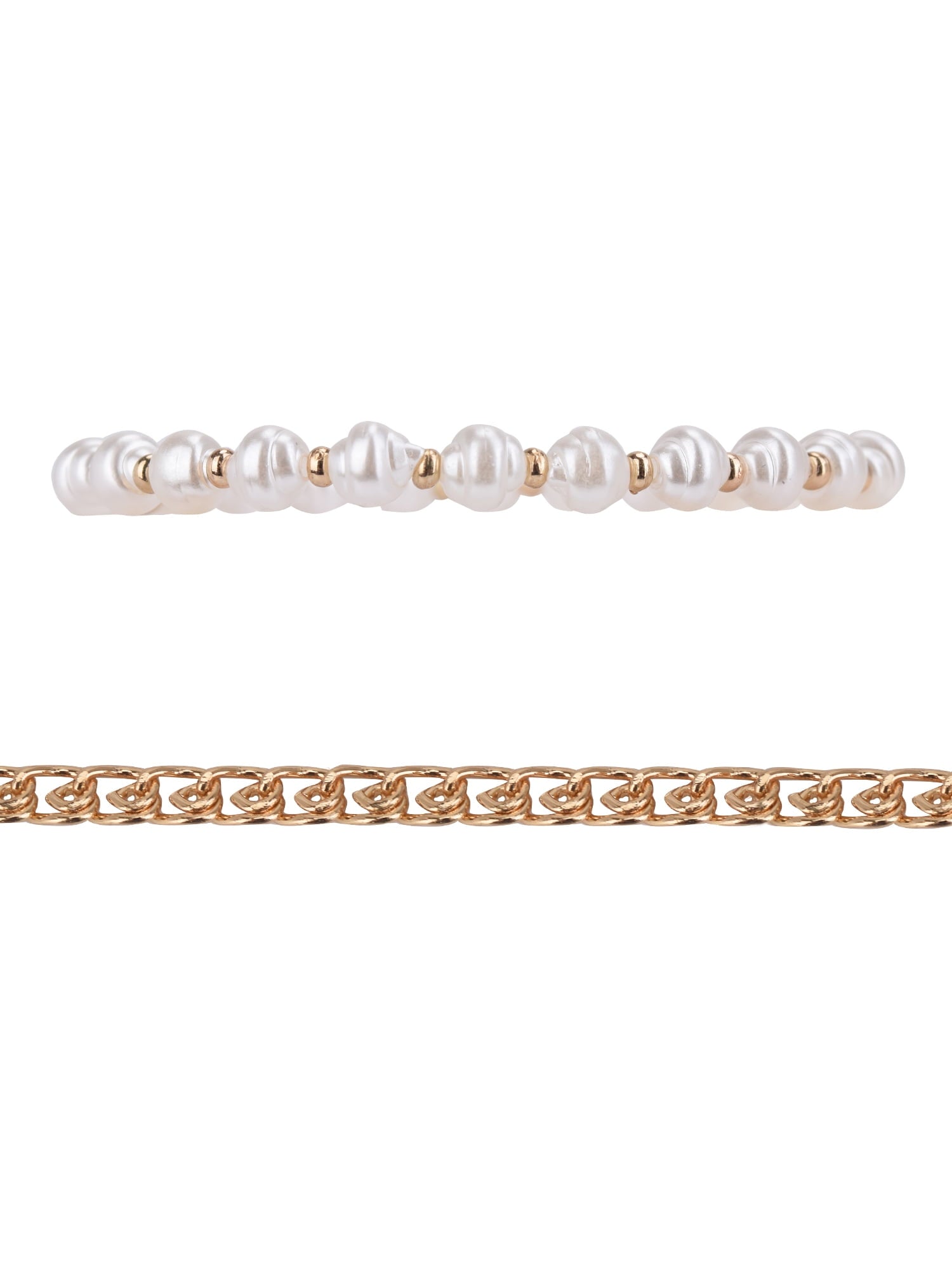 Adult Women's Tone and Faux Pearl Bracelet Set, 4 Piece