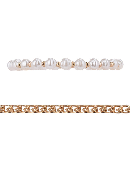 Adult Women's Tone and Faux Pearl Bracelet Set, 4 Piece