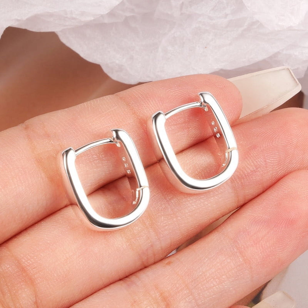 Chunky Huggie Earrings for Women 14K Plated Hypoallergenic Sterling Minimalist Hoops