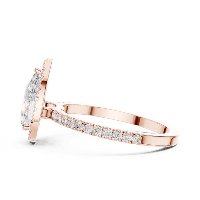 Diamond Ring | 1.37 Pear Cut Diamond Ring for Her | 18K Rose Plated over | D/VVS1 Size 7