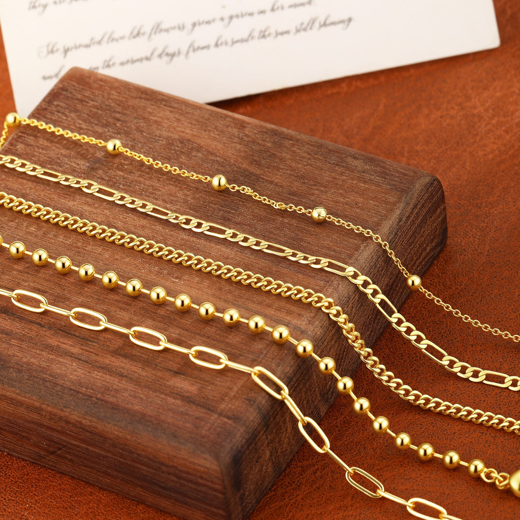 6PCS Bracelets for Women 14K Plated Dainty Layered Stacking Jewelry Set Gifts