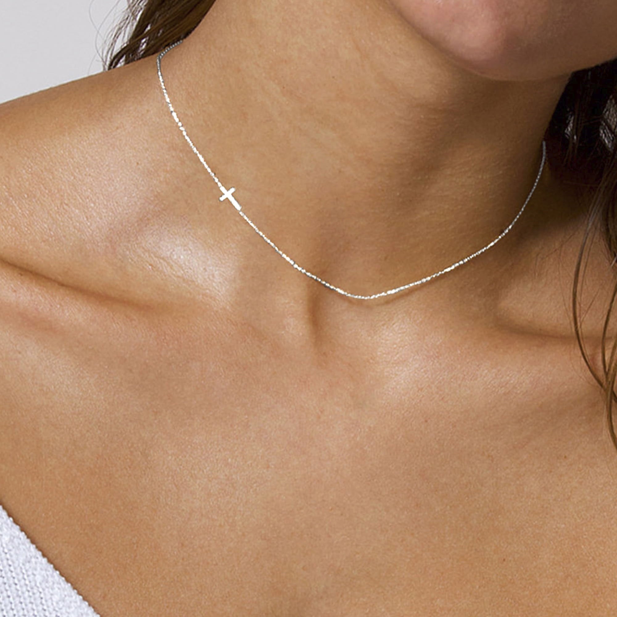 14K Plated Dainty Tiny Cross Pendant Necklace for Women Jewelry Personalizedt First Communion Christian Baptism Easter Gifts for Her Kid Girls