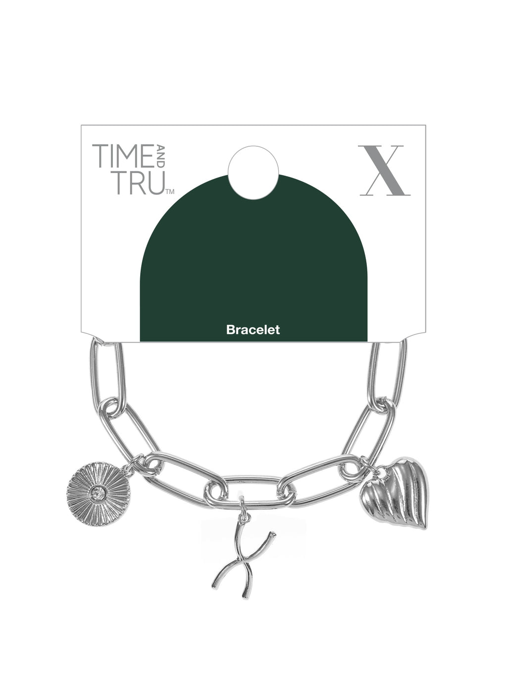 Silvertone Initial Charm Bracelet, Initial M