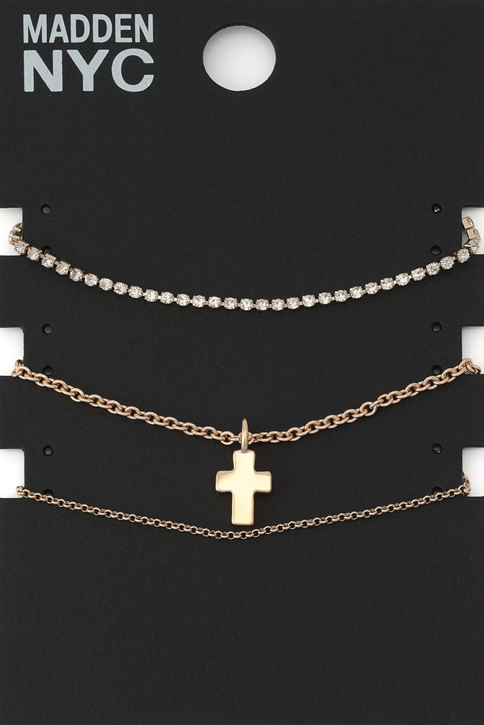 Women's -Tone Cross Charm 3-Piece Bracelet Set