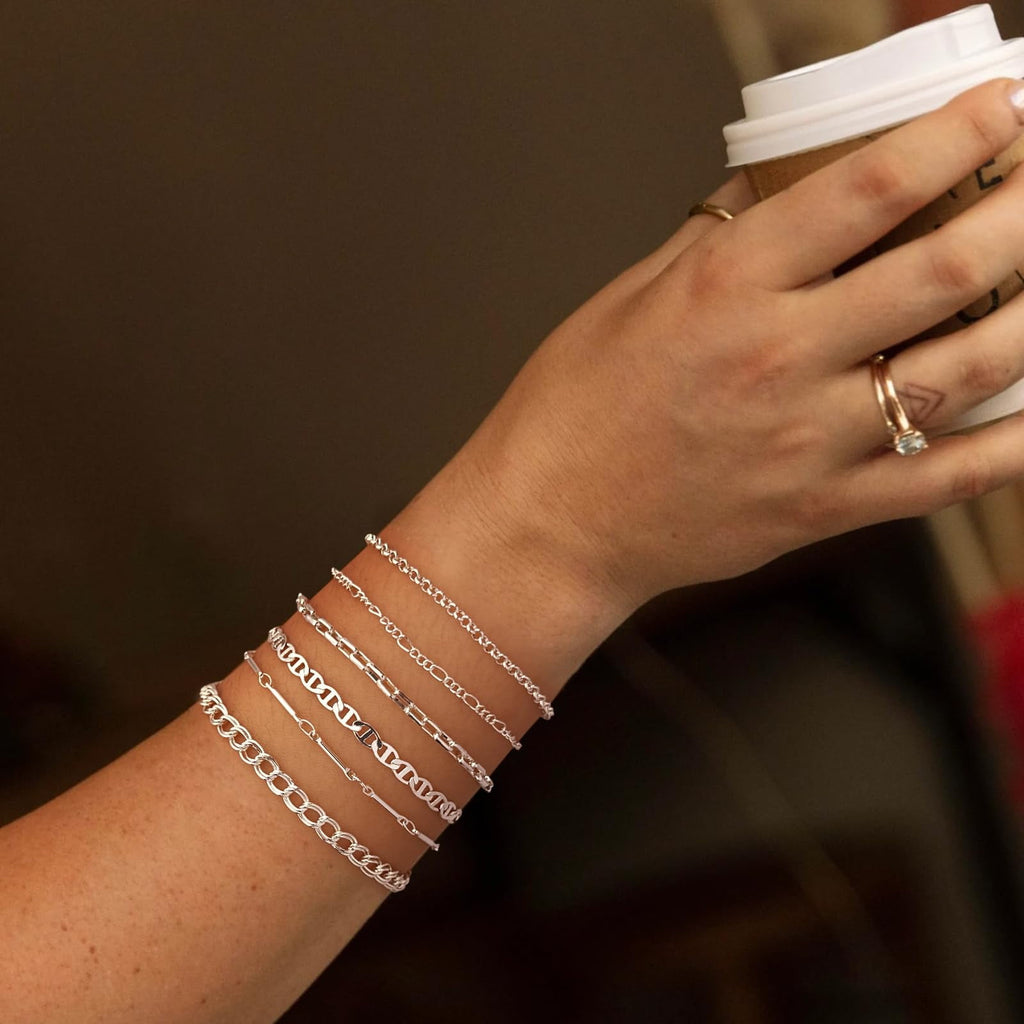 6PCS Bracelets for Women 14K Plated Dainty Layered Stacking Jewelry Set Gifts