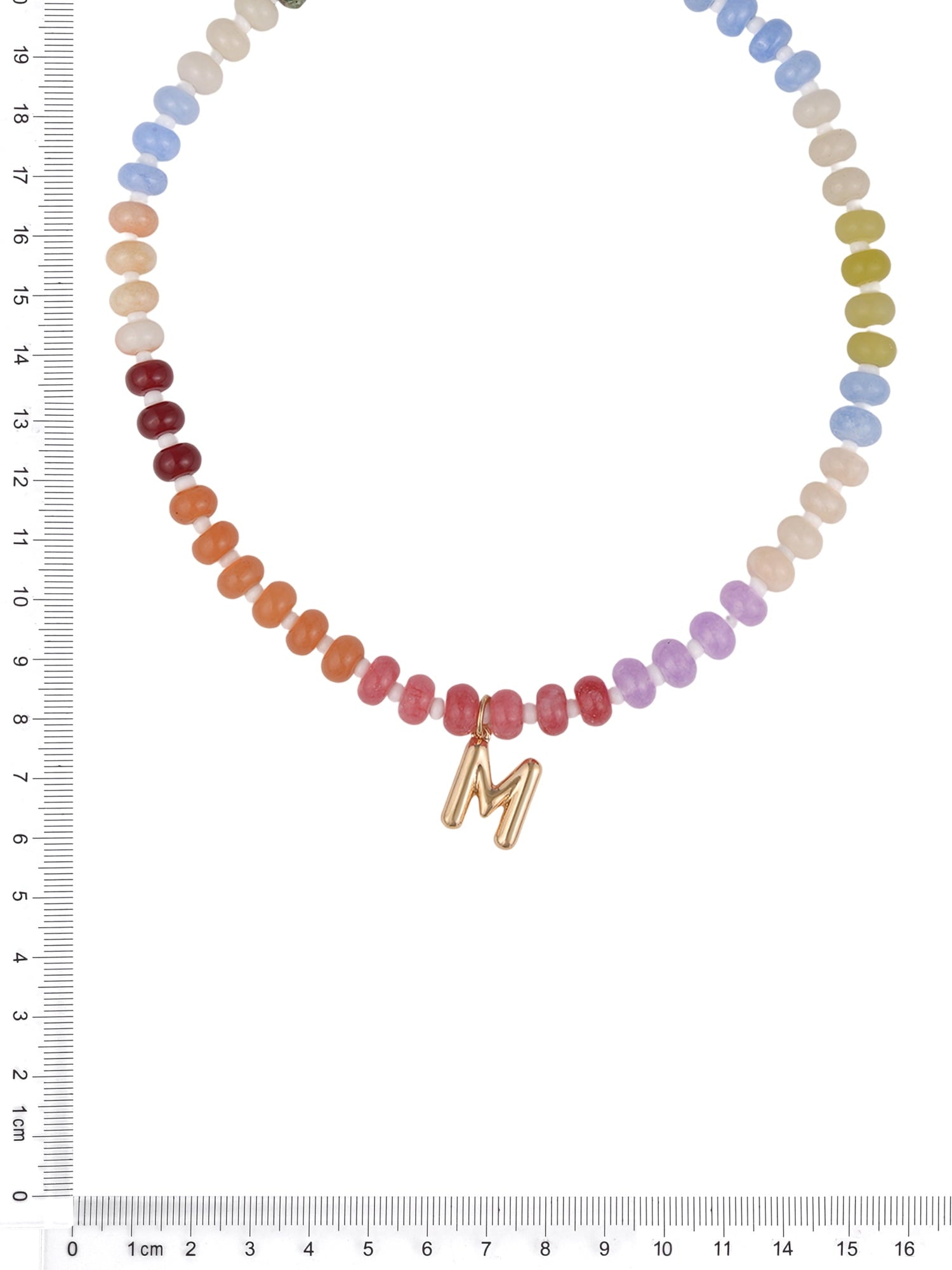 Goldtone Multicolored Bead Initial "A" Necklace