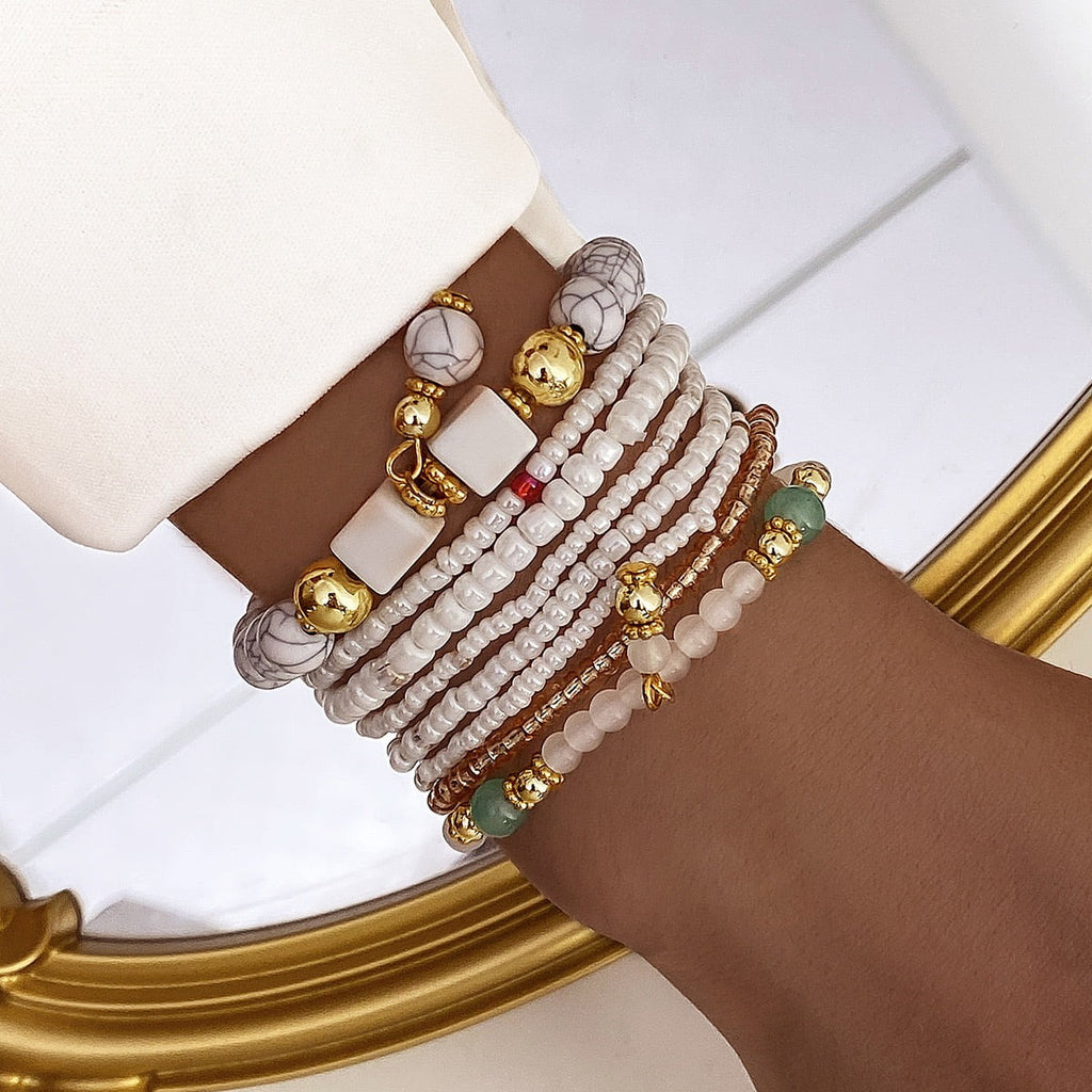8 PCS Bohemian Women's Bracelet, Beaded Bracelet, Women's and Girls