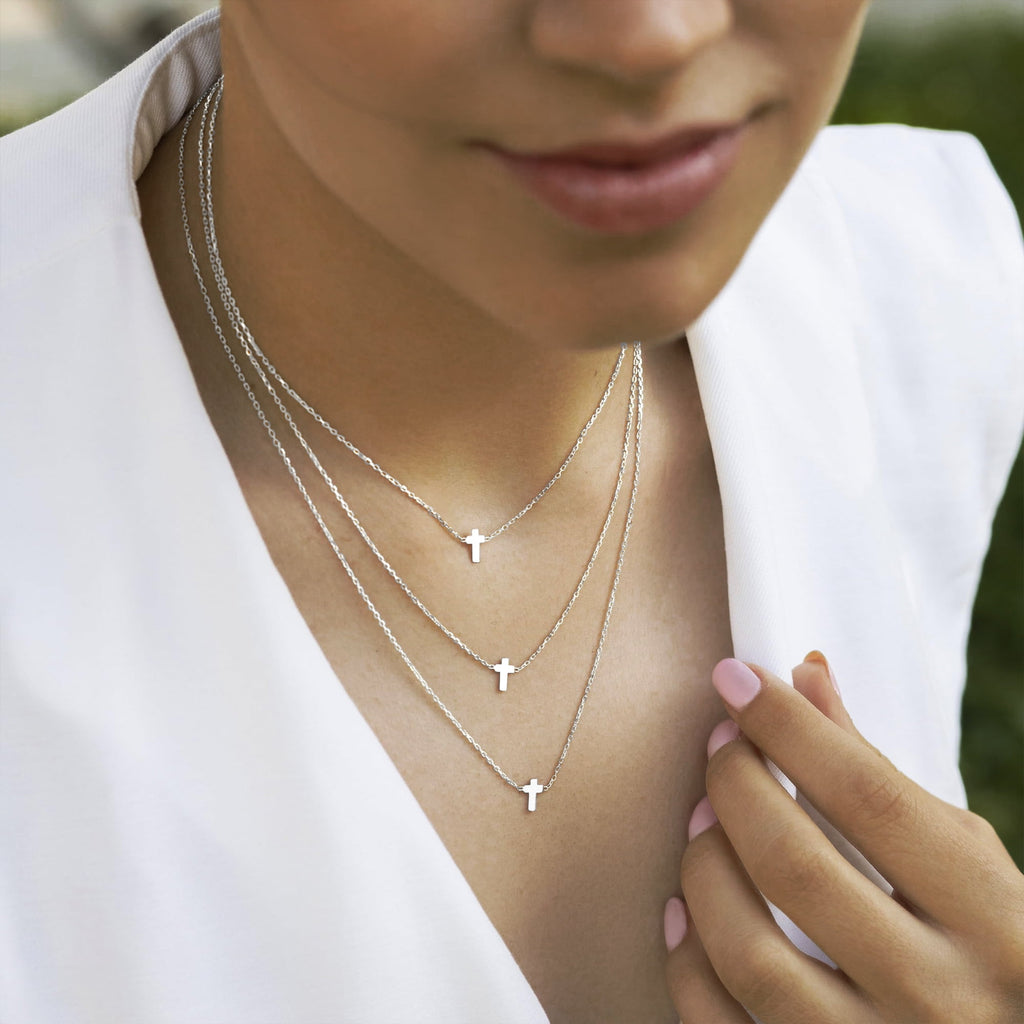 14K Plated Dainty Tiny Cross Pendant Necklace for Women Jewelry Personalizedt First Communion Christian Baptism Easter Gifts for Her Kid Girls