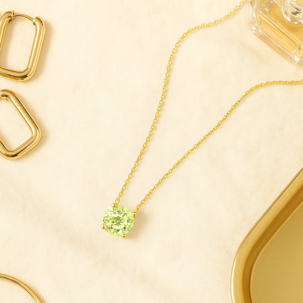 1 - April Solitaire Pendant Necklace in 18K White over , Female, Adult