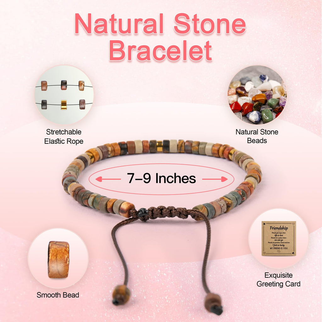 Inspirational Gifts Bracelets for Women - Healing Stone Bracelets - Cheer Up Appreciation for Teachers Women Friends Sister Bestie Coworkers Employees