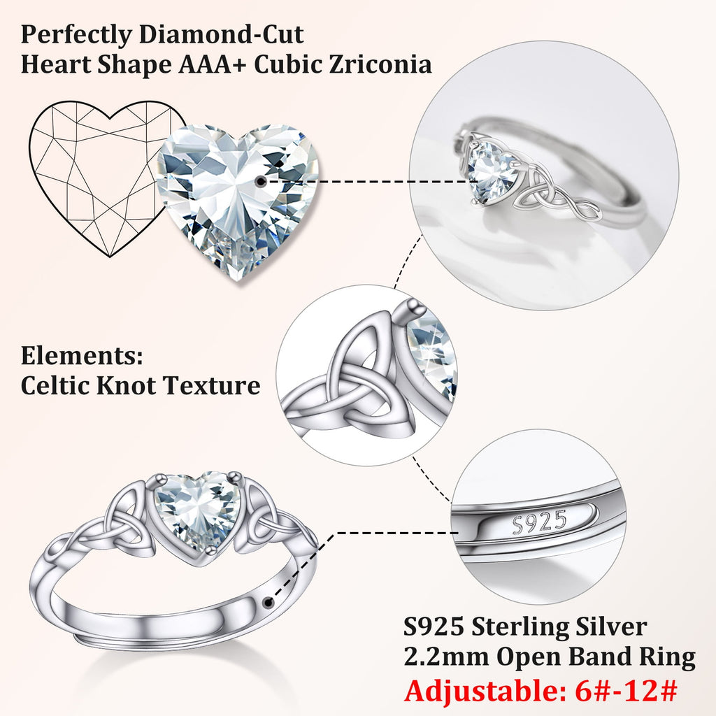 Infinity Celtic Knot Rings for Women 925 Sterling Heart Rings October Pink Tourmaline Rings for Mom Daughter Wife Girlfriend