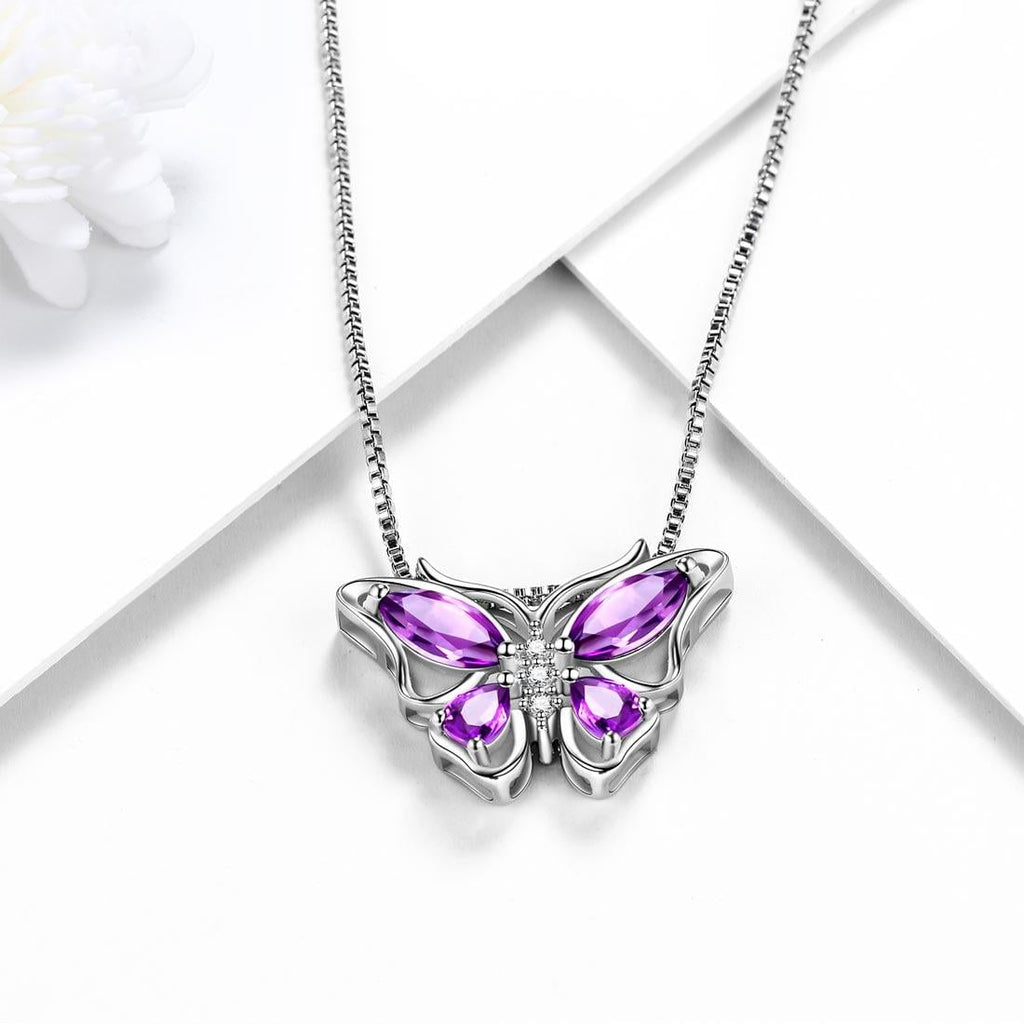 December Tanzanite Blue Butterfly Necklaces 925 Sterling Pendant Jewelry for Women Wife
