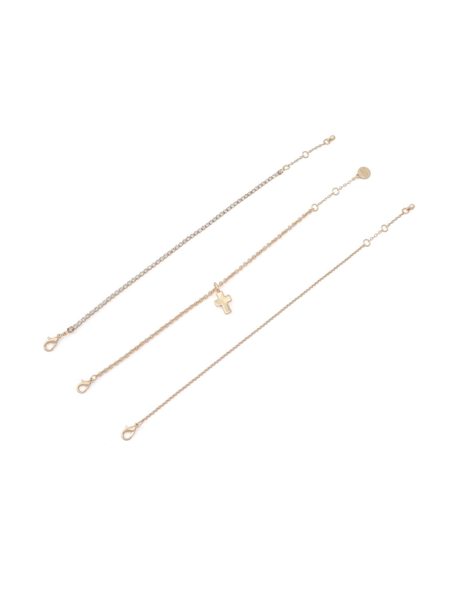 Women's -Tone Cross Charm 3-Piece Bracelet Set