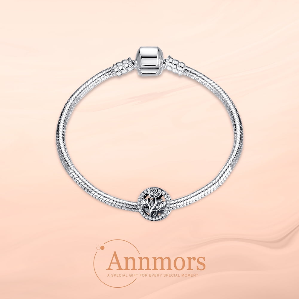 925 Sterling Charm for Bracelets Four Leaf Clover Lucky OpenWork Bead Charm Women Bracelet Charm