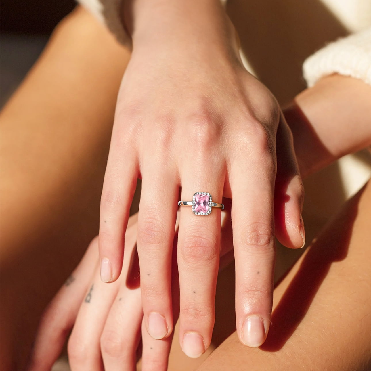 S925 Sterling Heart Rings for Women Sparkle Open Band Ring July Created Ruby Rings Size 6-12