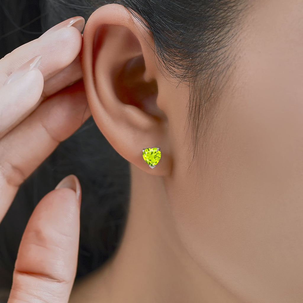 1.5 Heart Cut - Cubic Zirconia - April Solitaire Stud Earrings in 18K White Plating for Women