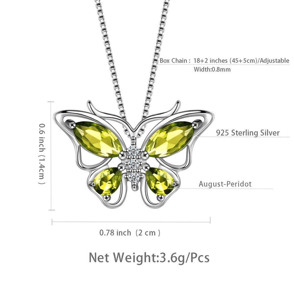 December Tanzanite Blue Butterfly Necklaces 925 Sterling Pendant Jewelry for Women Wife