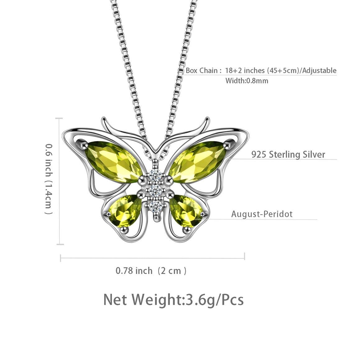 December Tanzanite Blue Butterfly Necklaces 925 Sterling Pendant Jewelry for Women Wife