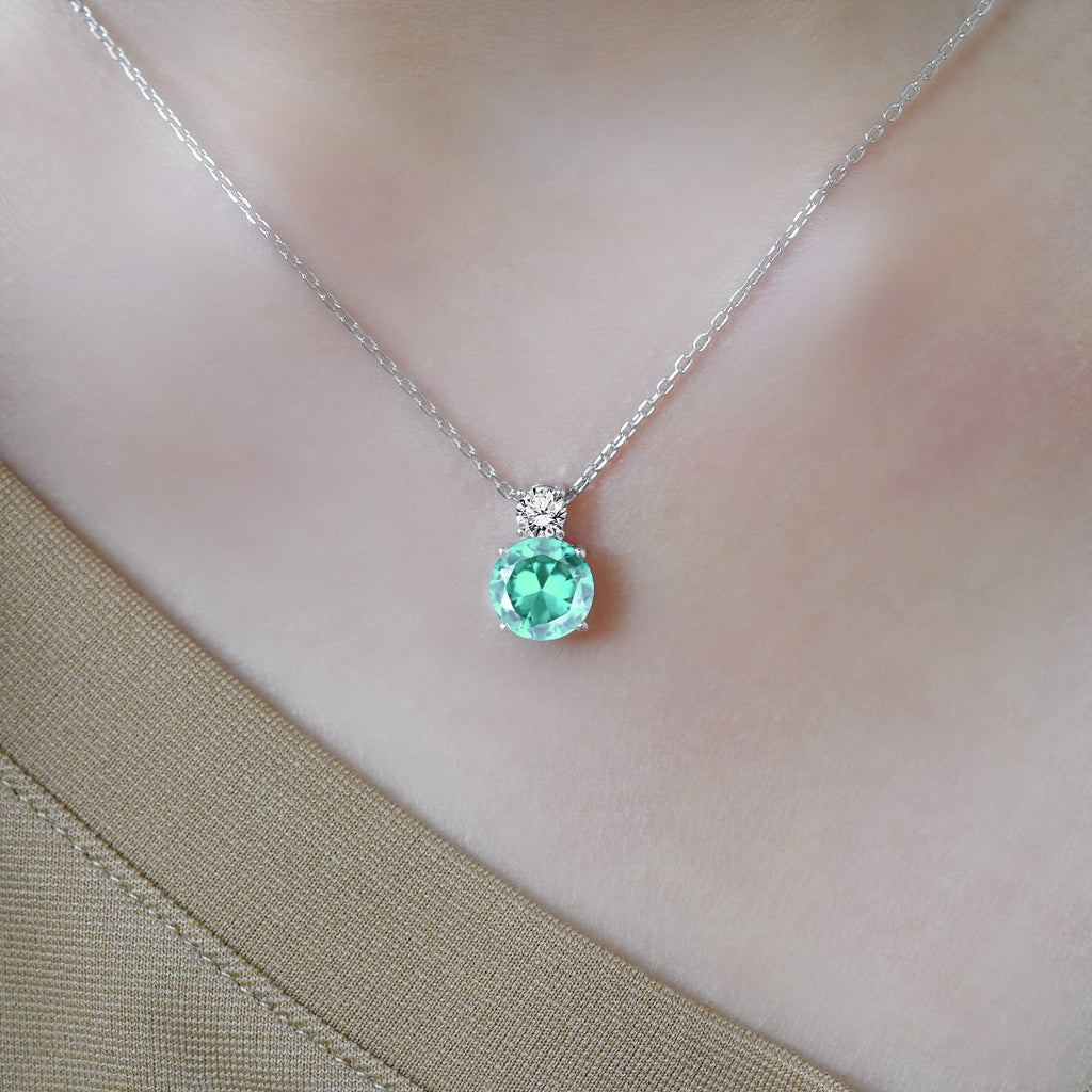 3.25 Cubic Zirconia April - Round and Pear Cut Dangle Pendant Necklace in 18k White Plated for Women