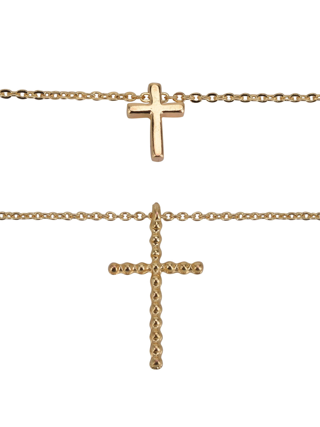 Adult Women's Tone Cross 2 Row Metal Pendant Necklace