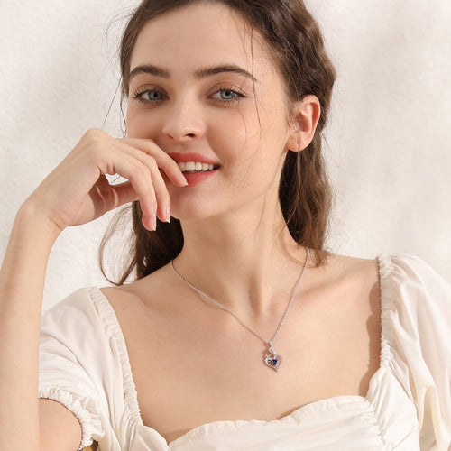 925 Sterling Necklace Rose Flower Heart Pendant Jewelry Valentines Gifts for Women Mom Wife/Lover