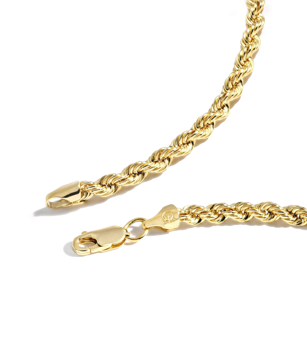 Chain Necklace Collection - 14K Solid Yellow Filled Rope Chain Necklaces for Women and Men with Different Sizes (2.1mm, 2.7mm, or 3.8mm)