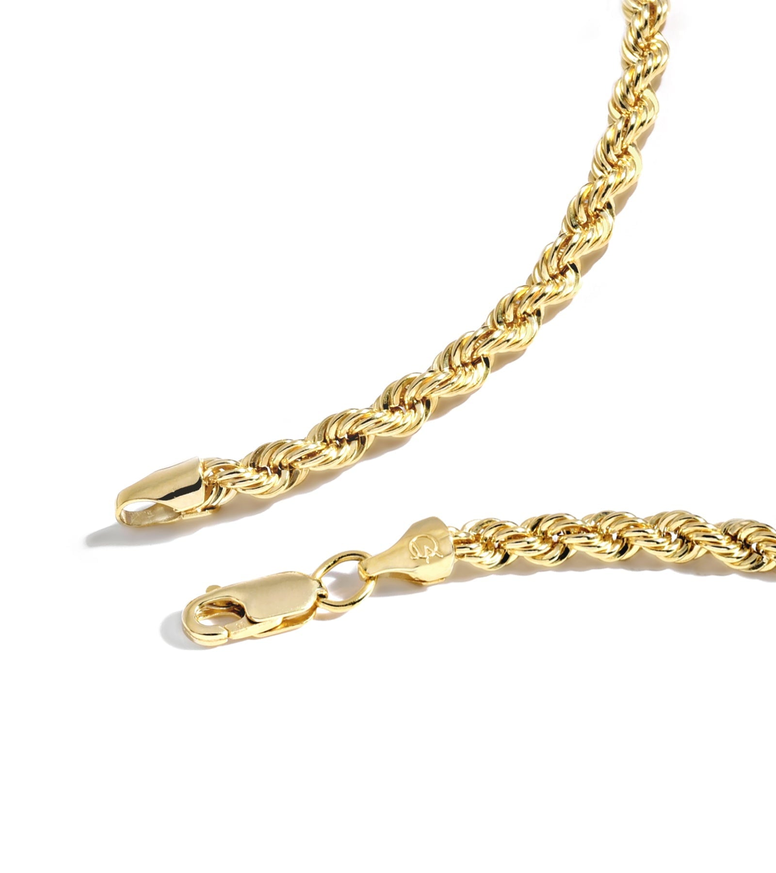 Chain Necklace Collection - 14K Solid Yellow Filled Rope Chain Necklaces for Women and Men with Different Sizes (2.1mm, 2.7mm, or 3.8mm)