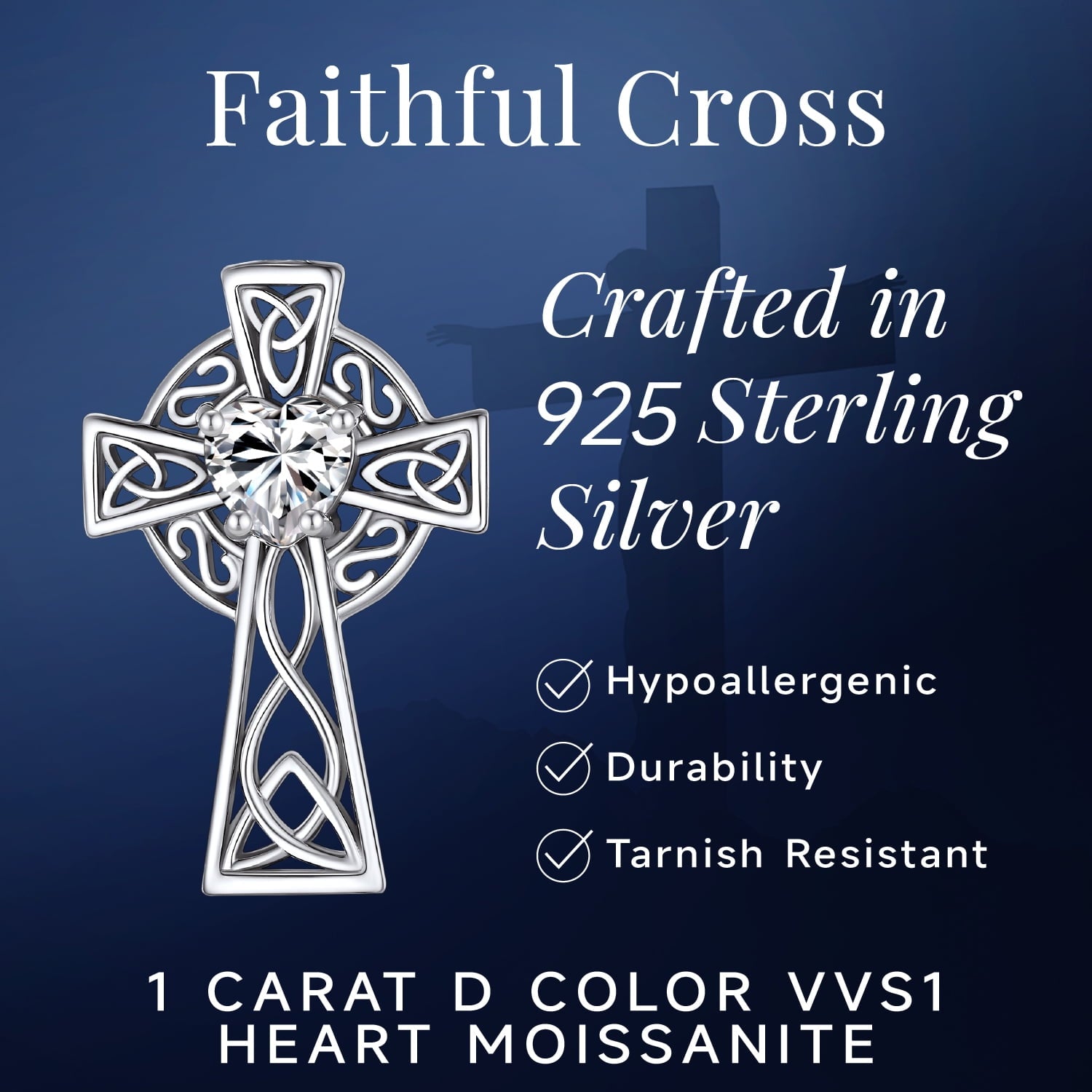 Cross Necklace for Women 1 Cross Pendant 925 Sterling Easter Christian Jewelry Gifts