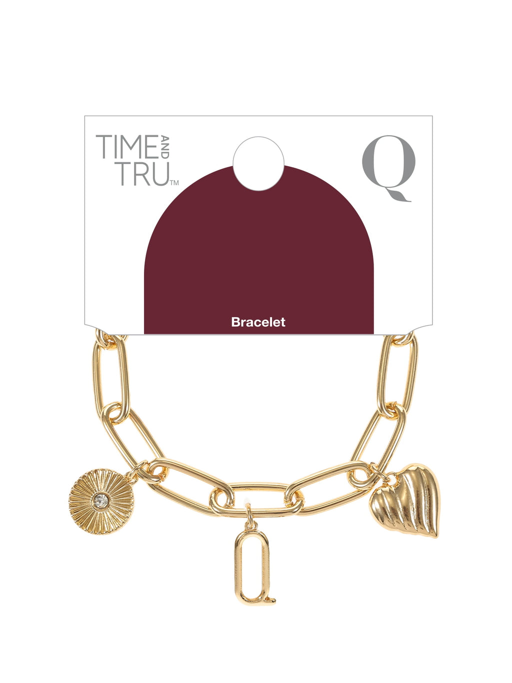 Goldtone Initial Charm Bracelet, Initial J