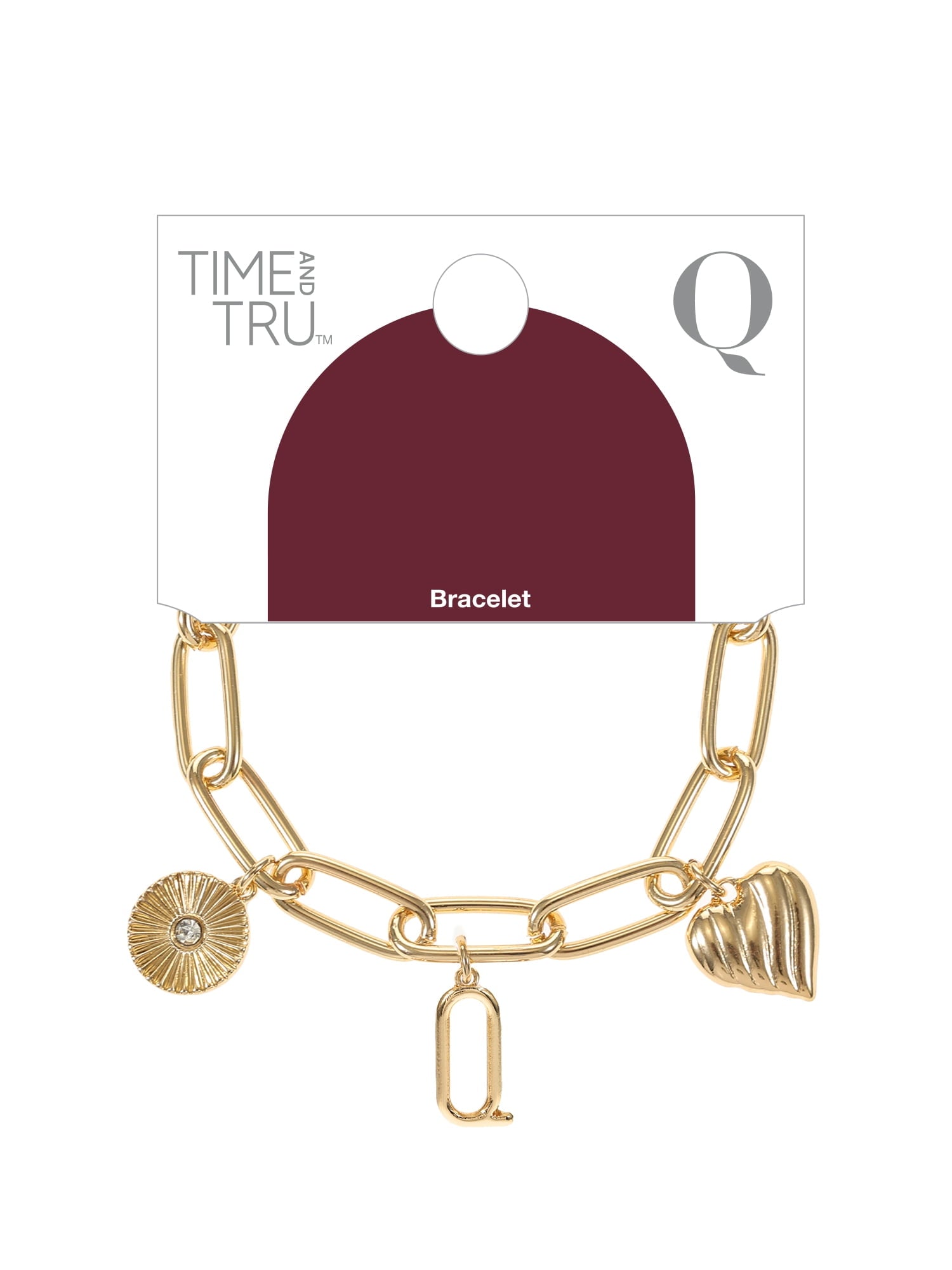 Goldtone Initial Charm Bracelet, Initial J