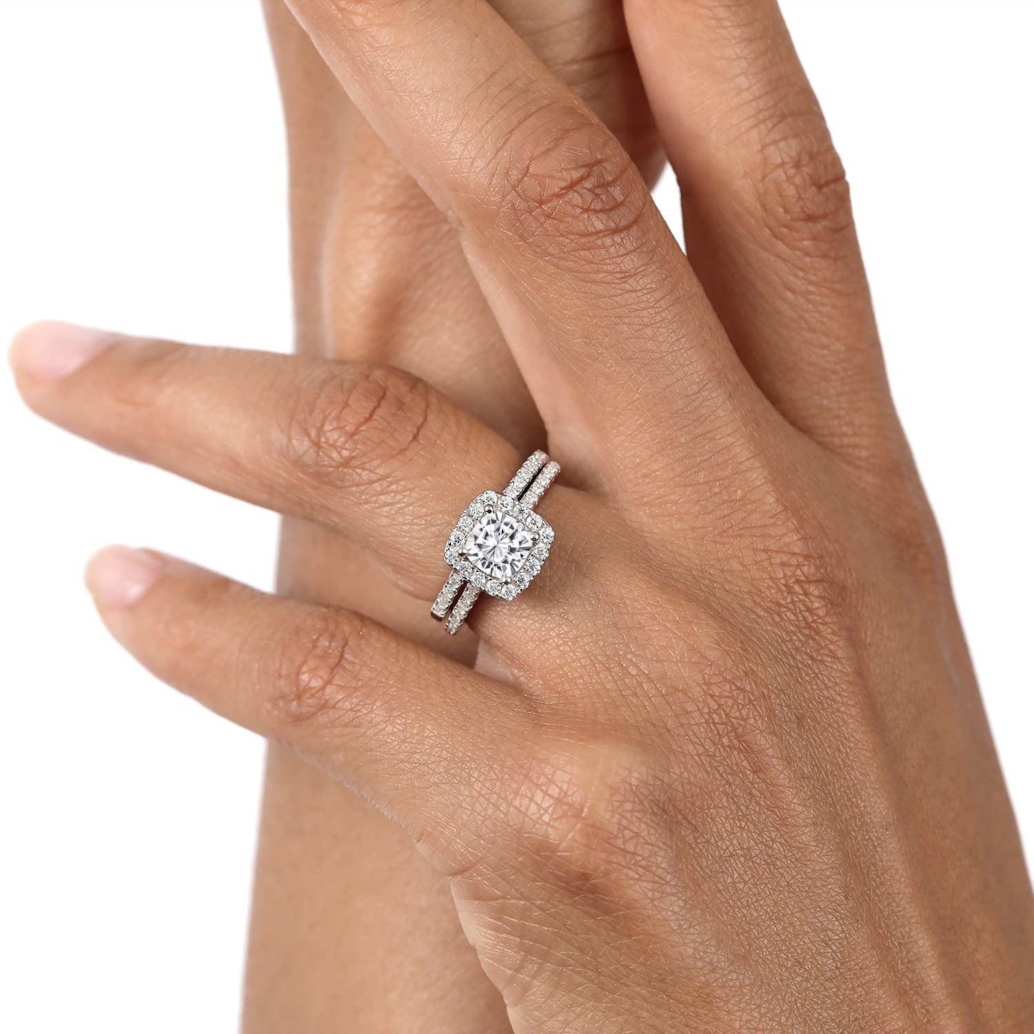 Halo Wedding Ring Set for Women Bridal Sets 925 Sterling AAAAA Zirconia Size 7