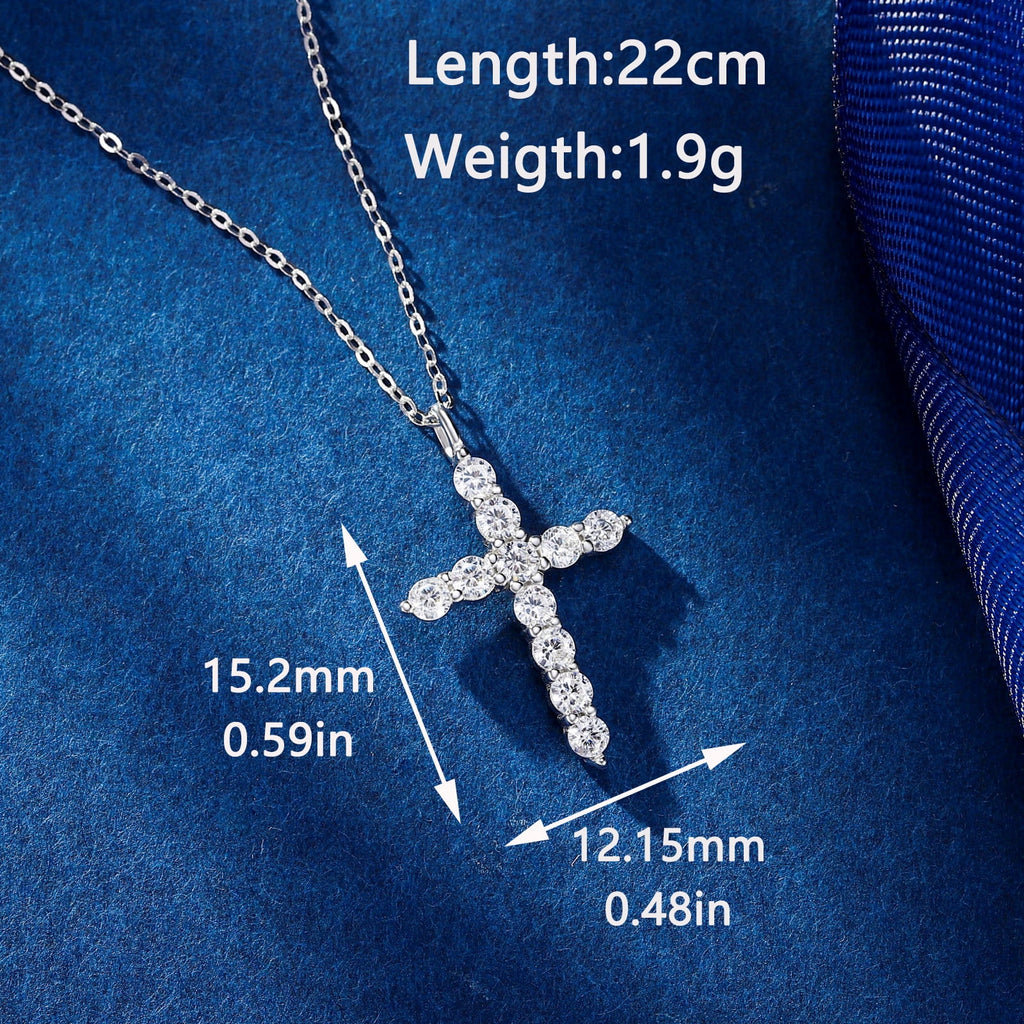 14K Plated Zirconia Cross Pendant Necklace for Women with 925