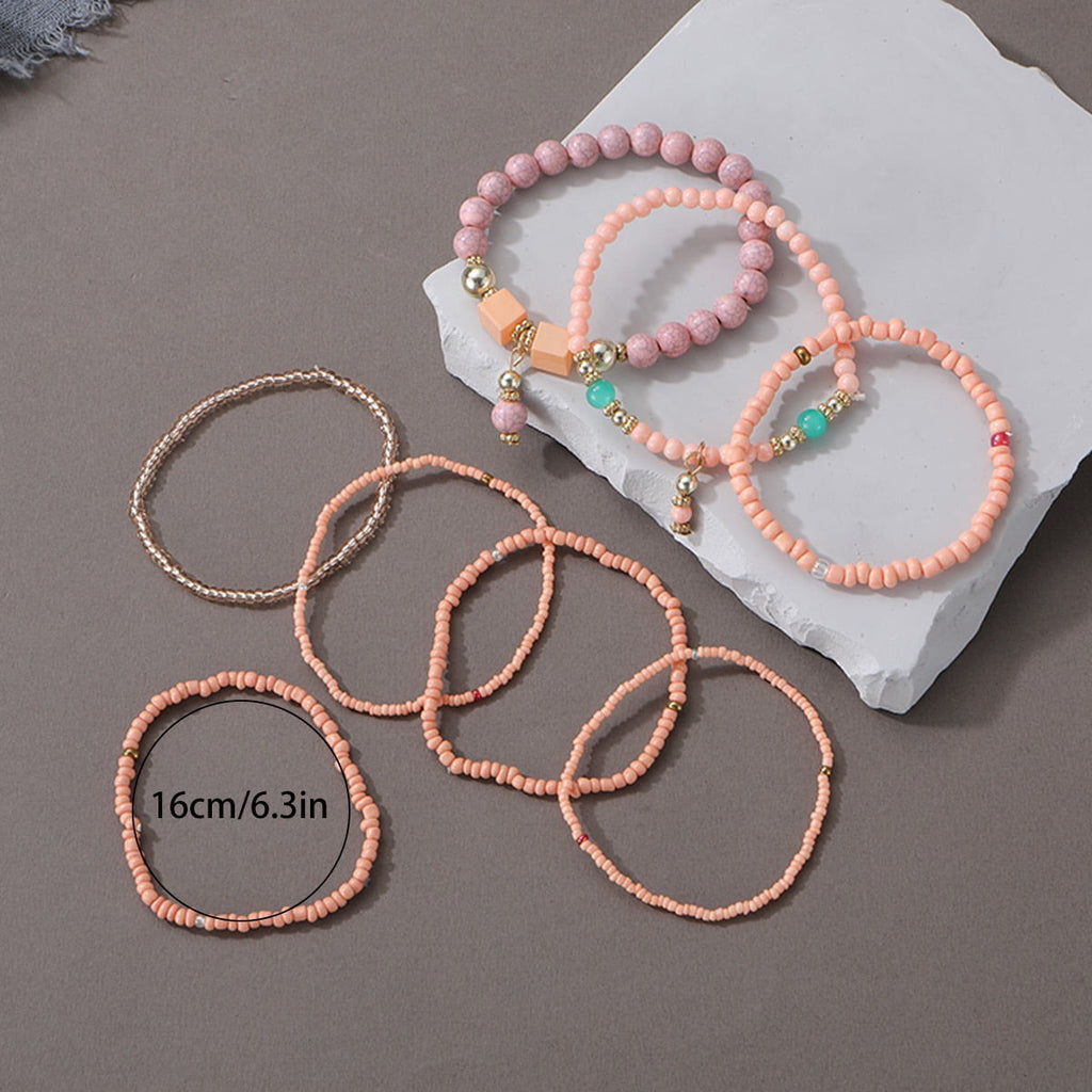 8 PCS Bohemian Women's Bracelet, Beaded Bracelet, Women's and Girls