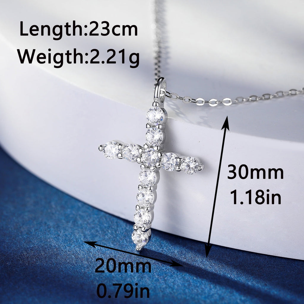 14K Plated Zirconia Cross Pendant Necklace for Women with 925