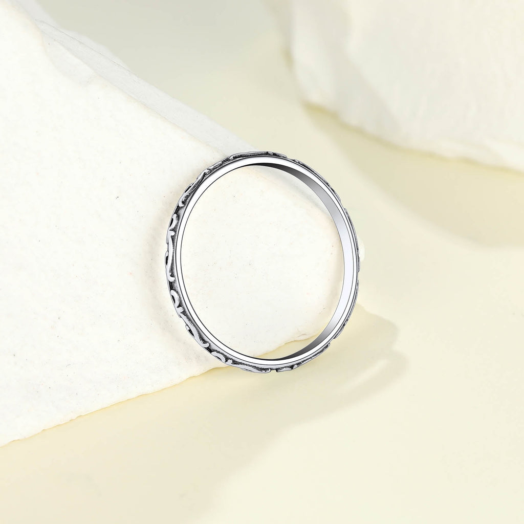 925 Sterling Celtic Knot Band Ring, 2MM Thin Vintage Finger Thumb Ring for Women