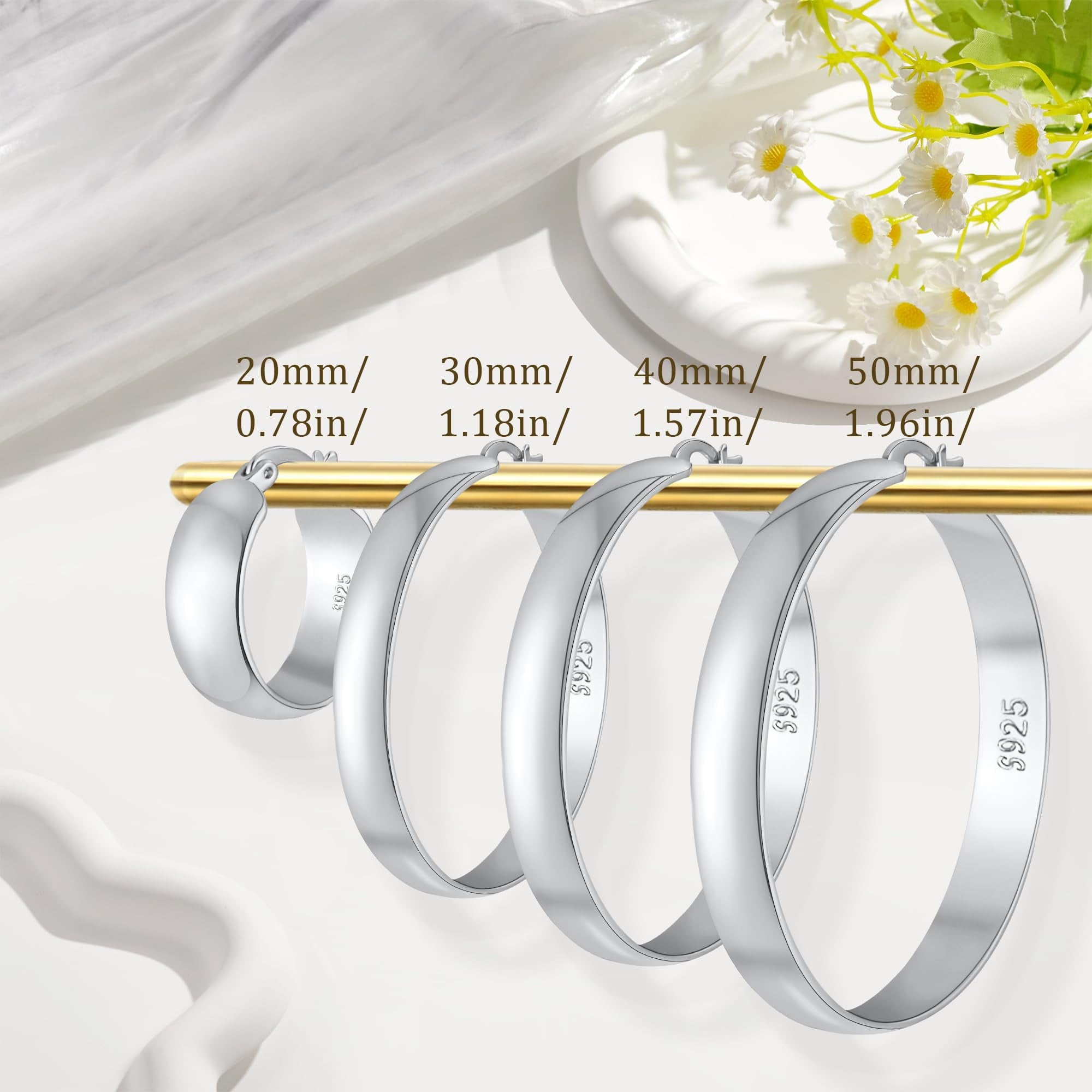 4 Pairs Hoop Earrings for Women CZ Small Huggie Cartilage Post Hypoallergenic Earrings Set for Multiple Piercing Valentines Day Jewelry Gifts Her Teen Mom Wife Lady Adults Ideas