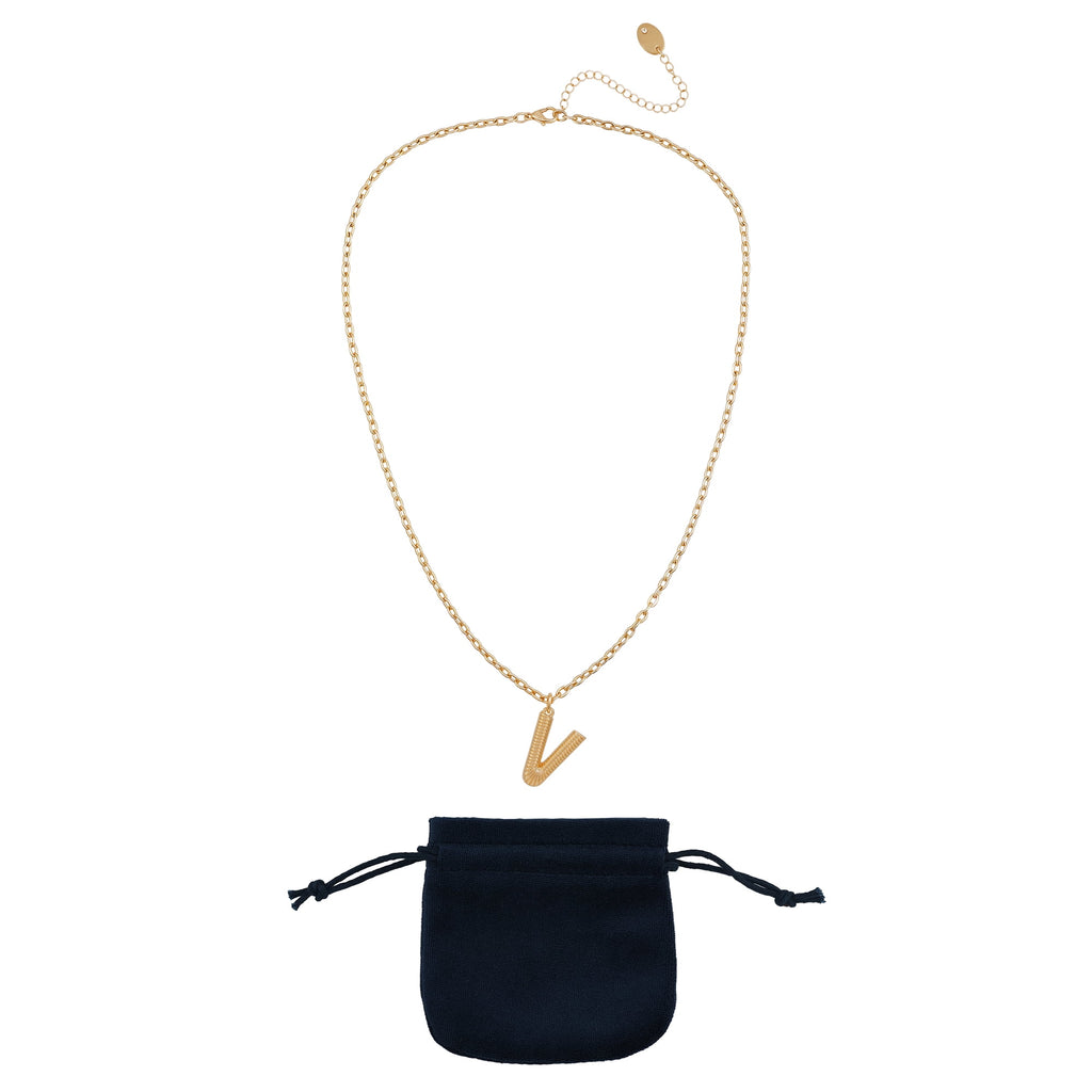 Women's Goldtone Initial E Necklace with Giftable Pouch